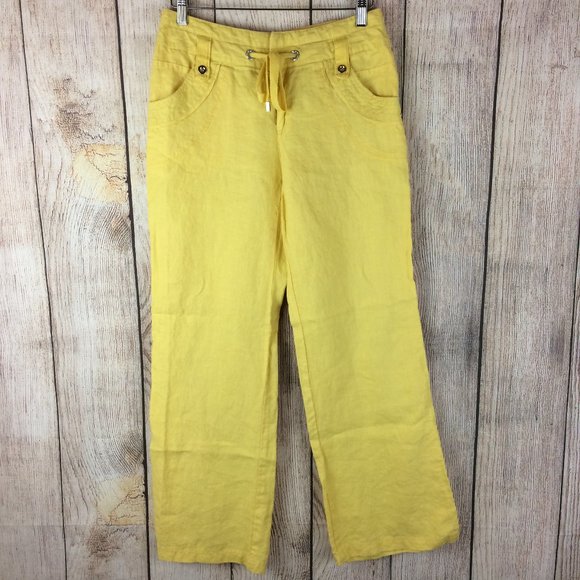 INC International Concepts Pants - INC Canary Yellow 100% Linen Lounge Pants Sz 8